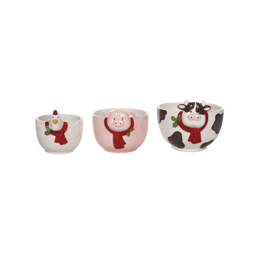 Christmas Farm Animal Nesting Bowls Set Of 3 - Christmas Place