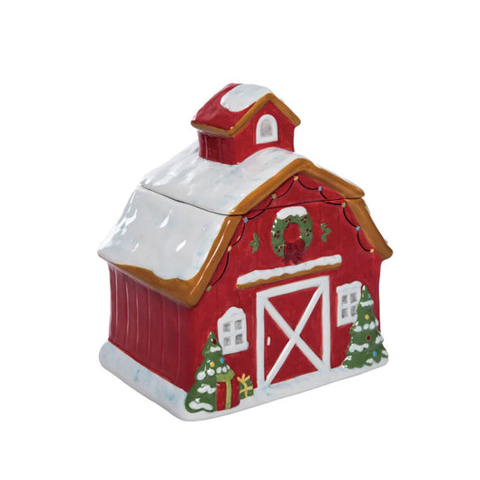 Holiday Barn Cookie Jar - Christmas Place
