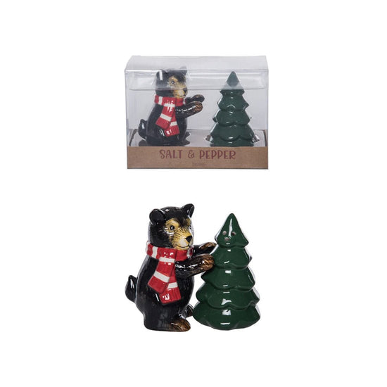 Bear And Tree Salt And Pepper Shakers - Christmas Place
