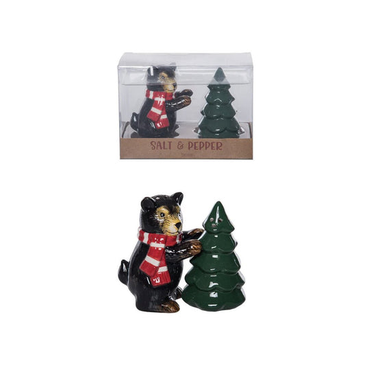 Bear And Tree Salt And Pepper Shakers - Christmas Place