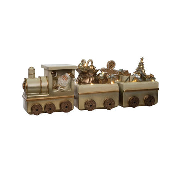 Resin LED Gold Silver Santa Train - Christmas Place