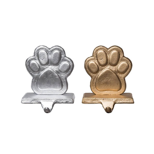 Silver Gold Paw Stocking Holder - Christmas Place