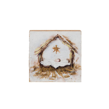 Hand Painted Manger Creche Block - Christmas Place