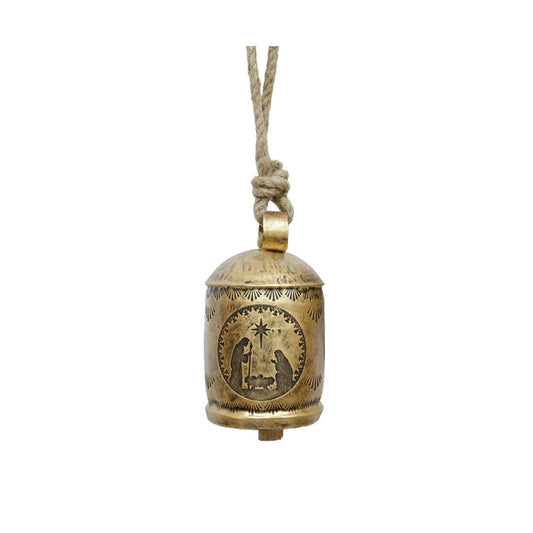 Gold Nativity Bell Ornament