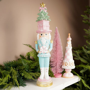 20.8Inch LED Pastel Nutcracker With Pink Bow Tree