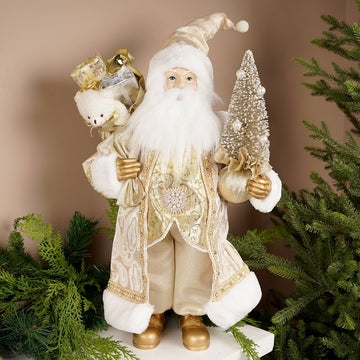 19.7Inch Gold Santa With Tree - Christmas Place