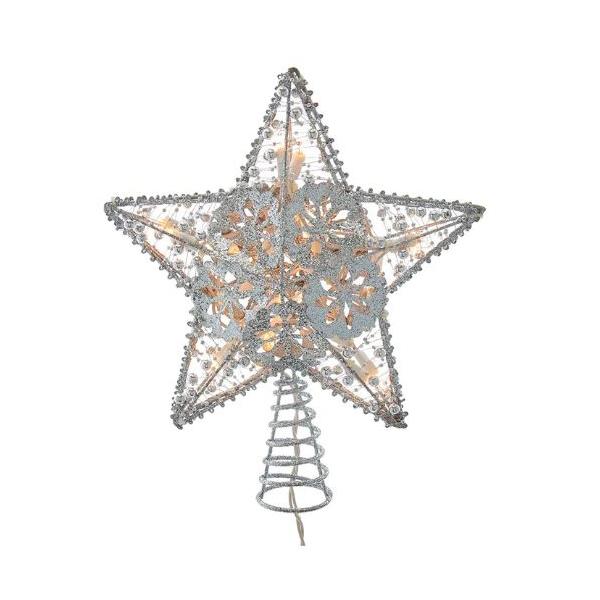 20 Light Silver Star Treetop - Christmas Place