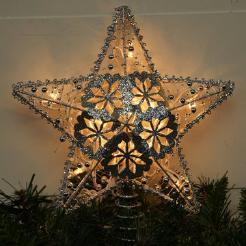 20 Light Silver Star Treetop - Christmas Place