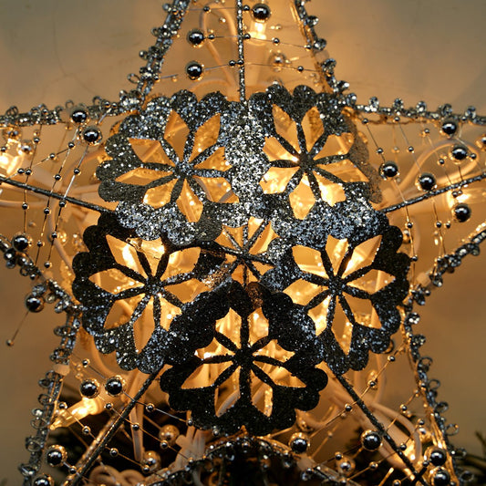 20 Light Silver Star Treetop - Christmas Place