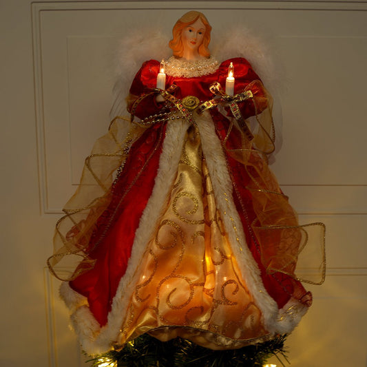 14 Inch Red Angel Tree Topper - Christmas Place