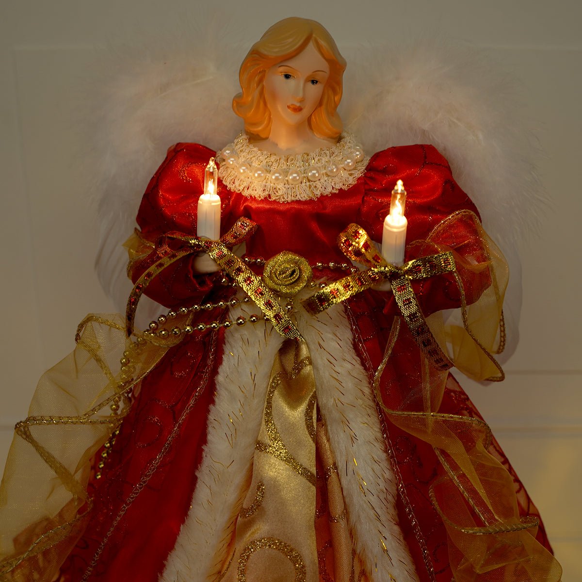 14 Inch Red Angel Tree Topper - Christmas Place
