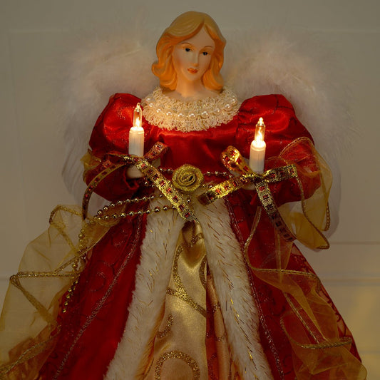 14 Inch Red Angel Tree Topper - Christmas Place