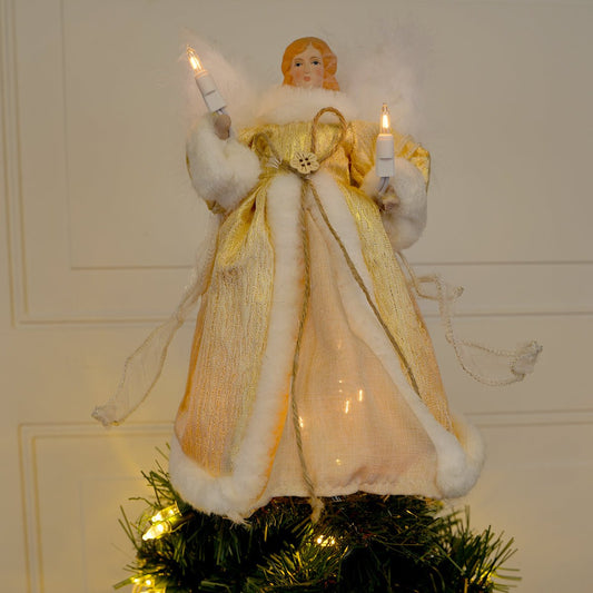 10 Inch Natural Angel Tree Topper - Christmas Place