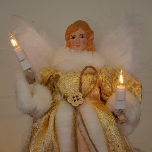 10 Inch Natural Angel Tree Topper - Christmas Place