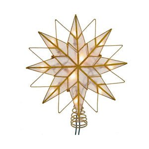 8 Point Capiz Star Lighted Tree Topper - Christmas Place