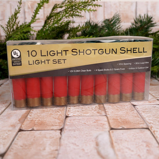 Red Shotgun Shells 10 Christmas Light Set - Christmas Place