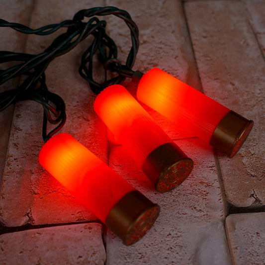 Indoor and Outdoor Red Shotgun Shells 10 Christmas Light Set - Christmas Place