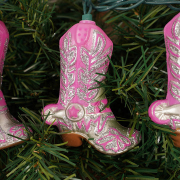 Glittered Pink Cowgirl Boots Light Set