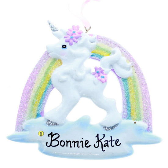 Unicorn and Rainbow Christmas Ornament Free Personalization Christmas ornament