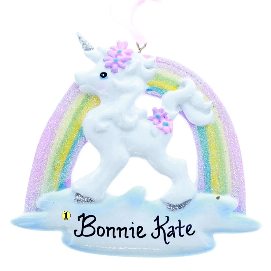 Unicorn and Rainbow Christmas Ornament Free Personalization Christmas ornament