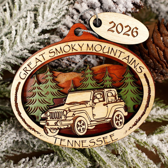 GSM TN Jeep Scene Ornament - Christmas Place