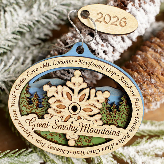 Great Smoky Mountain Snowflake Ornament - Christmas Place