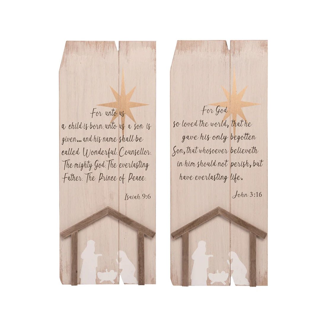 Wood Nativity Verse Decor - Christmas Place