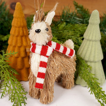 Sisal Reindeer With Scarf Ornament - Christmas Place