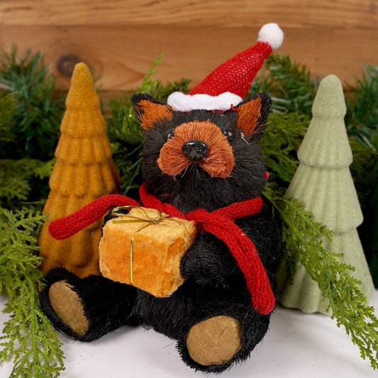 Red Scarf Sitting Bear Ornament - Christmas Place