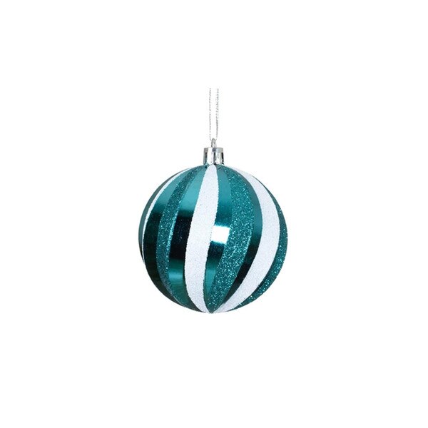 Folk Blue Stripe Ball Ornament