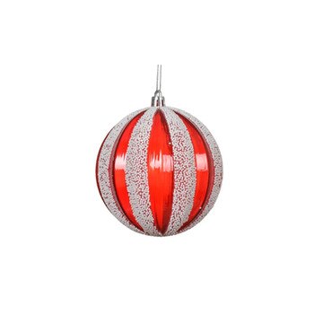 Red White Stripe Ball Ornament