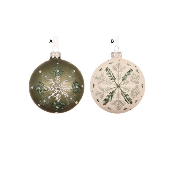 Green White Snowflake Ball Ornament