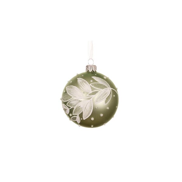 Glass Green Branch Ball Ornament