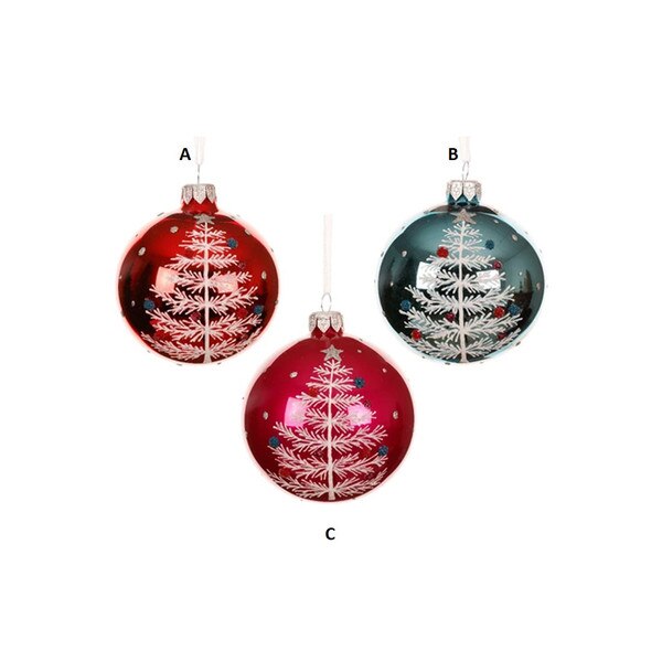 Red Blue Shiny Tree Ball Ornament