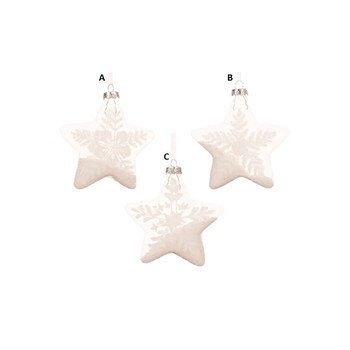 Glass White Snow Star Ornament