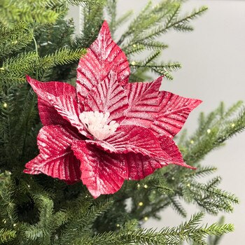 Red Stripe Glitter Poinsettia-1