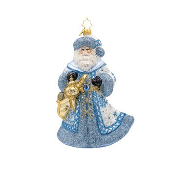 Ivory Frost Santa Ornament