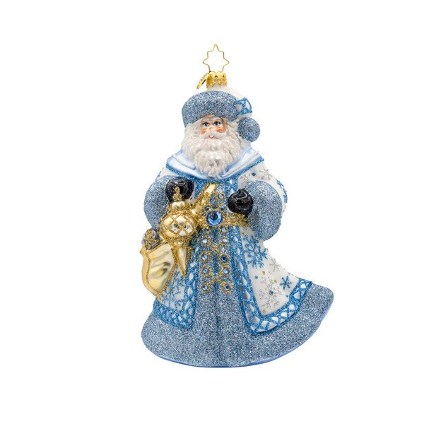 Ivory Frost Santa Ornament