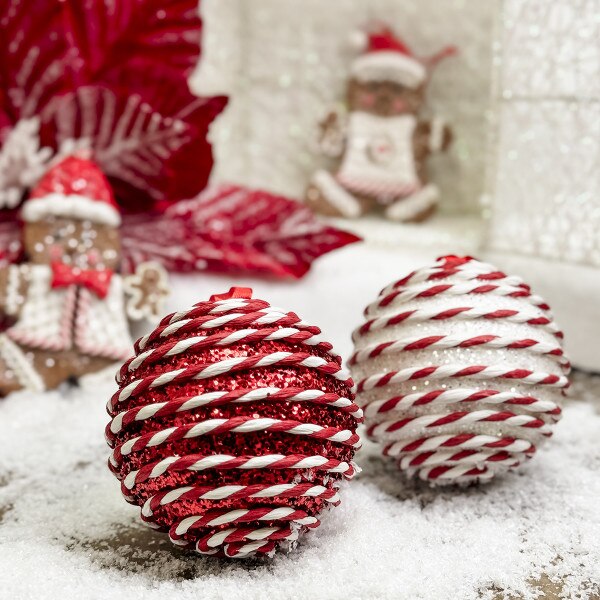 Red Swirl Ball Ornament-1