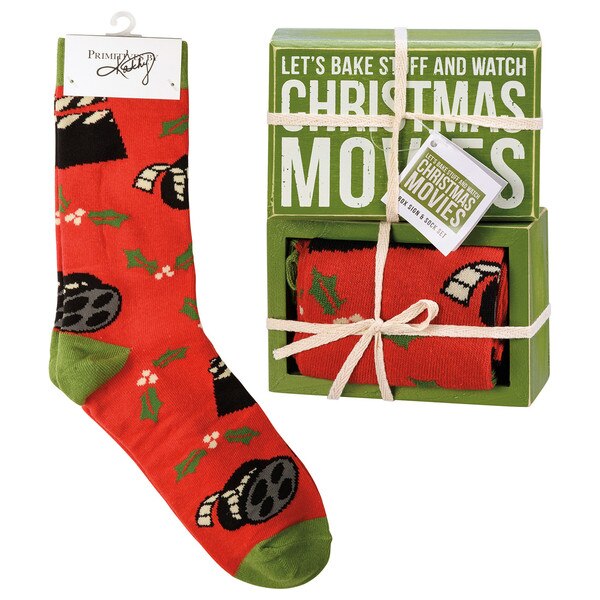 Christmas Movies Box Sign And Sock