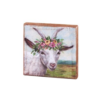 Floral Crown Goat Block Sign