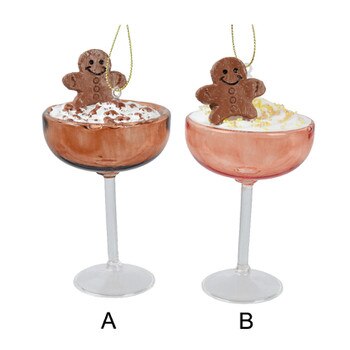Glass Gingerbread Cocktail Ornament