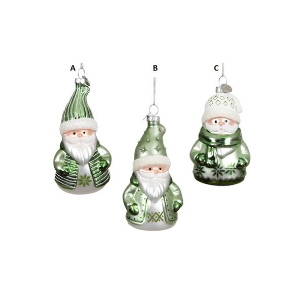 Green White Santa Gnome Ornament
