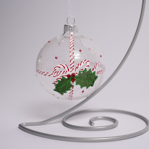 Clear Glass Gift Holly Ball