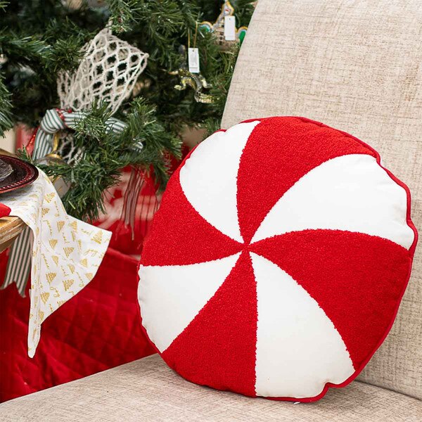 Red White Peppermint Pillow-2