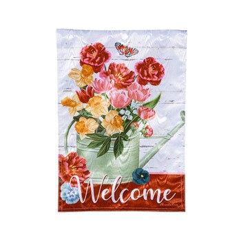 Floral Watering Can Garden Flag