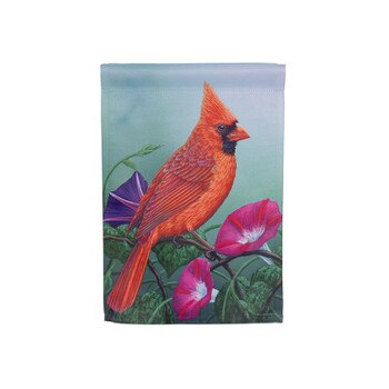 Cardinal On Flowers Garden Flag