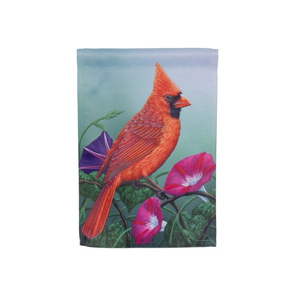 Cardinal On Flowers Garden Flag