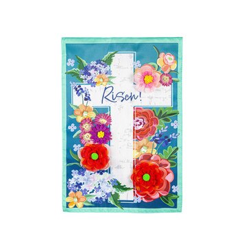 Floral Easter Cross Garden Flag