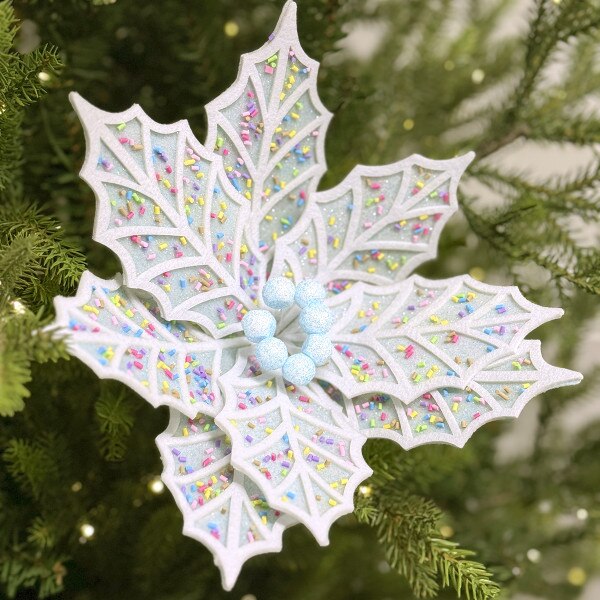 Blue Confetti Poinsettia Stem 4